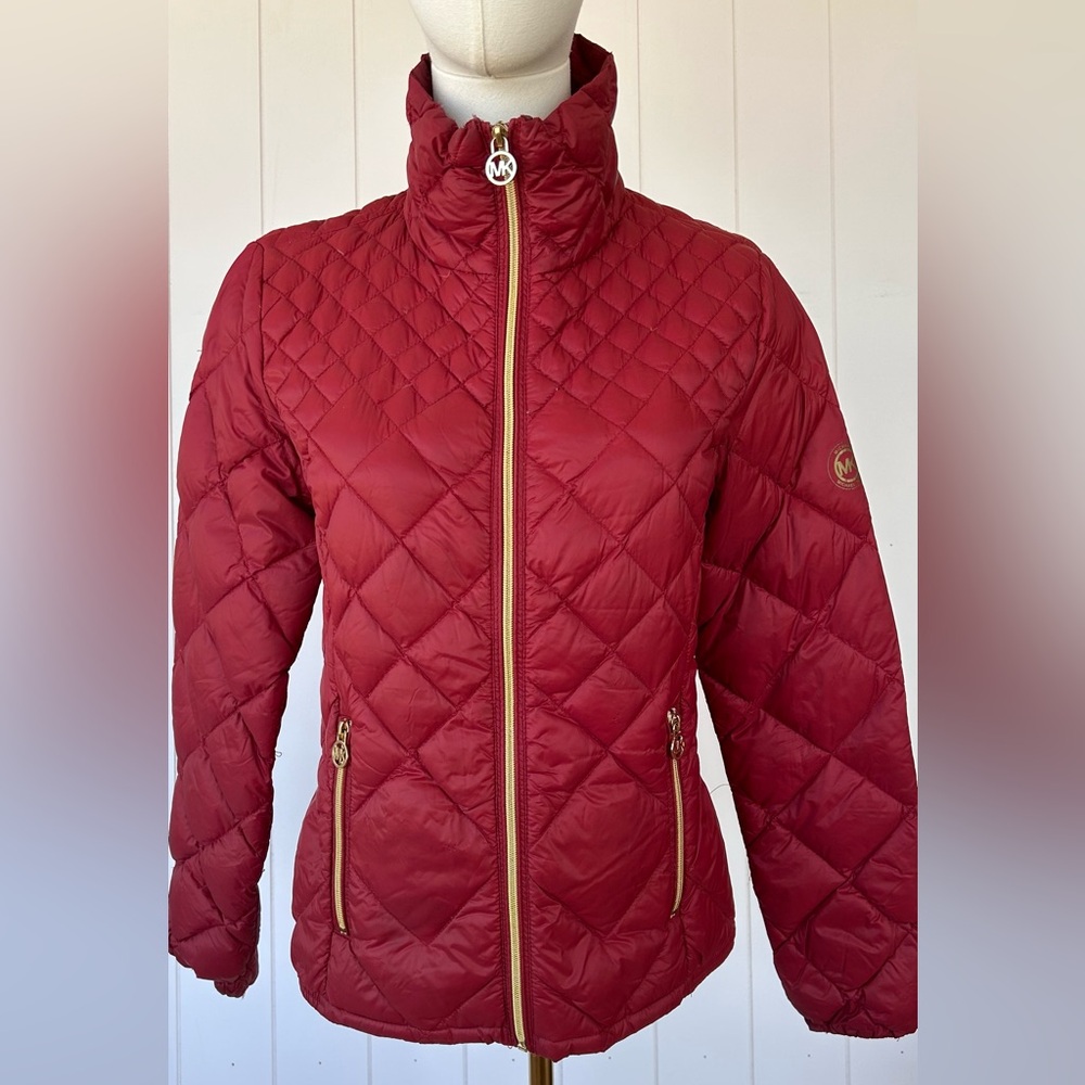 Michael Kors Women’s Quilted Puffer Coat Full‎ Zip Cranberry Size Small